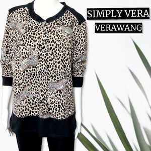 Simply Vera Wang Long Sleeve Pullover Leopard Print size XL